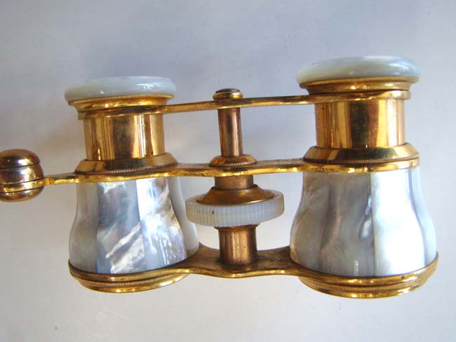 A very fine pair of late 19th century French Opera Glasses with folding handle — image 2